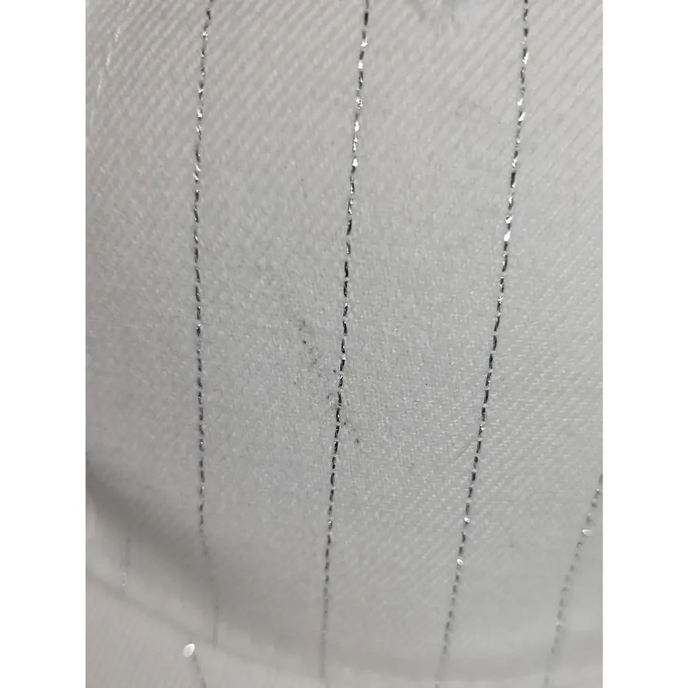 Leader Sports White With Silver Stripes Hat Adult Size 7.5